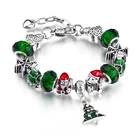 Handmade bracelet Christmas tree series Santa Claus bear silver jewelry Alloy large bead bracelet