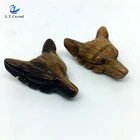 Natural tiger eye stone crystal wolf head carving for decoration gift