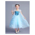 Dress Dresses 1 Piece Children Boutique Girls Lace Pattern Fashion Party Frozen Elsa Dress