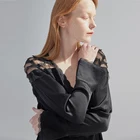 Traditional Solid Color Silk Satin Women Clothing Midi Dresses Long Sleeve Black Silk Dress