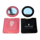 Wholesale Custom Logo PU Leather Round Compact Mirror Pocket Mirror With Pouch For Souvenir Gift LG6013B