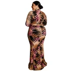 Print Dress Autumn Fashion Leaf Print Round Neck Long Sleeve Large Size Casual Long Dress