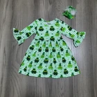 Day Dress Baby Girl Baby Girls St .Patrick's Day Stripe Dress With Clover Print