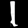 Fashion Ladies pointed toe long reflective lycra tight boots for women girls Party Wear high heels over knee thigh winter boots