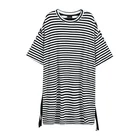 2019 autumn new ins long cotton striped loose short-sleeved women's t-shirt