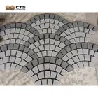 Fan Shape Black Granite Cobble Stone On Net