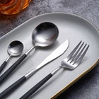 D038+ Resin Handle Portugal Dinner SS304 Silver Pink Black White Dinnerware Set