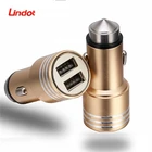 Safety hammer universal dual port usb car charger 5V 2.1A car charger adapter emergency hammer for iPhone Samsung