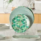 Wholesale high quality green dinnerware cheap customized hotel ceramic dinner plate for restaurant