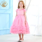 Nimble 2019 Wholesale Princess Boutique Printed Multilayer Tulle Fluffy Flower New Color Pink Flower Girl Dresses 2020