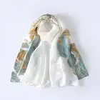 High quality elegant long flower satin digital shawl bulk silk scarf white
