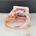 Jufeng Amethyst gemstone Ring White Zircon Women Plated Rose Gold Color 925 Sterling Silver Rings