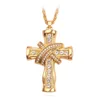 Alloy Jesus Cross Gold Design All Crystal Man Cross Pendant Jewelry