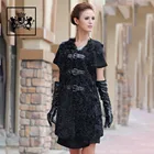 OUTER WEAR Black waistcoat real fur long woman knitting vest
