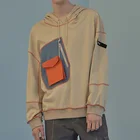 Custom New Fashion Pocket Cotton Reverse Design Patchwork Hoodies