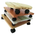 Home Flower Shelf Plant Pot Holder Movable Display Stand Wood