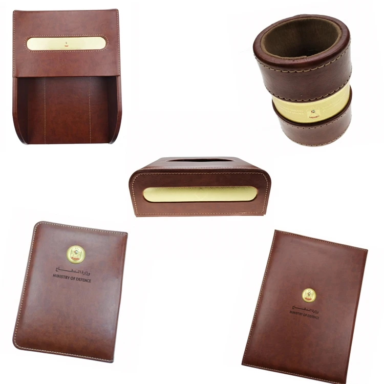 2021 hot selling leather desk set luxury desk organizers for