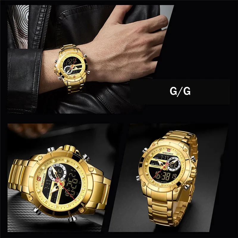 NAVIFORCE Top Brand Men Watches Fashion Business Quartz Watch Mens Chronograph Wristwatch Clock Relogio Masculino 9163