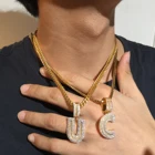 Jewelry Iced Out Miss Jewelry Iced Out CZ Baguette Letter Custom Hip Hop Initial Letter Name Initial Pendant For Men