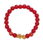 Red agate glass bead bracelet with six-character real word beads and alloy mink's good luck Bracelet