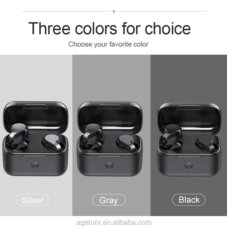 AGETUNR S11 Bluetooth V5.0 true wireless earbuds HD sound quality TWS earphones with mic charging box Headphones Running Silver - ANKUX.COM