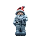 Gray Santa Claus Ceramic Ornament With Led Light Christmas Ceramic Figure For Home Decoration