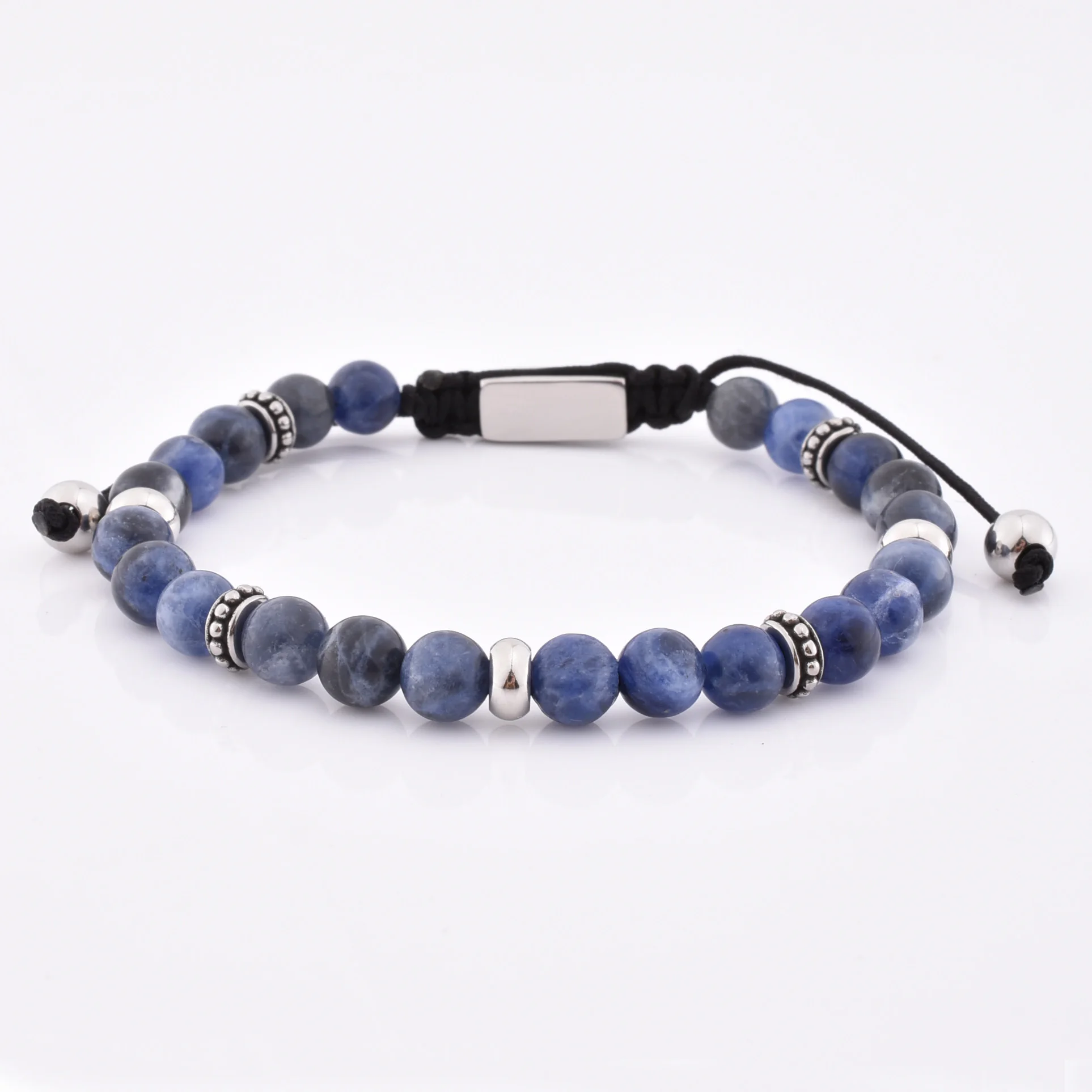 Beautiful Beaded Jewelry Unisex Stainless Steel Bead Elastic Moss Agate Bracelet