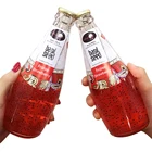 Sweet beverage glass bottle orange flavor basil seed juice soft drink