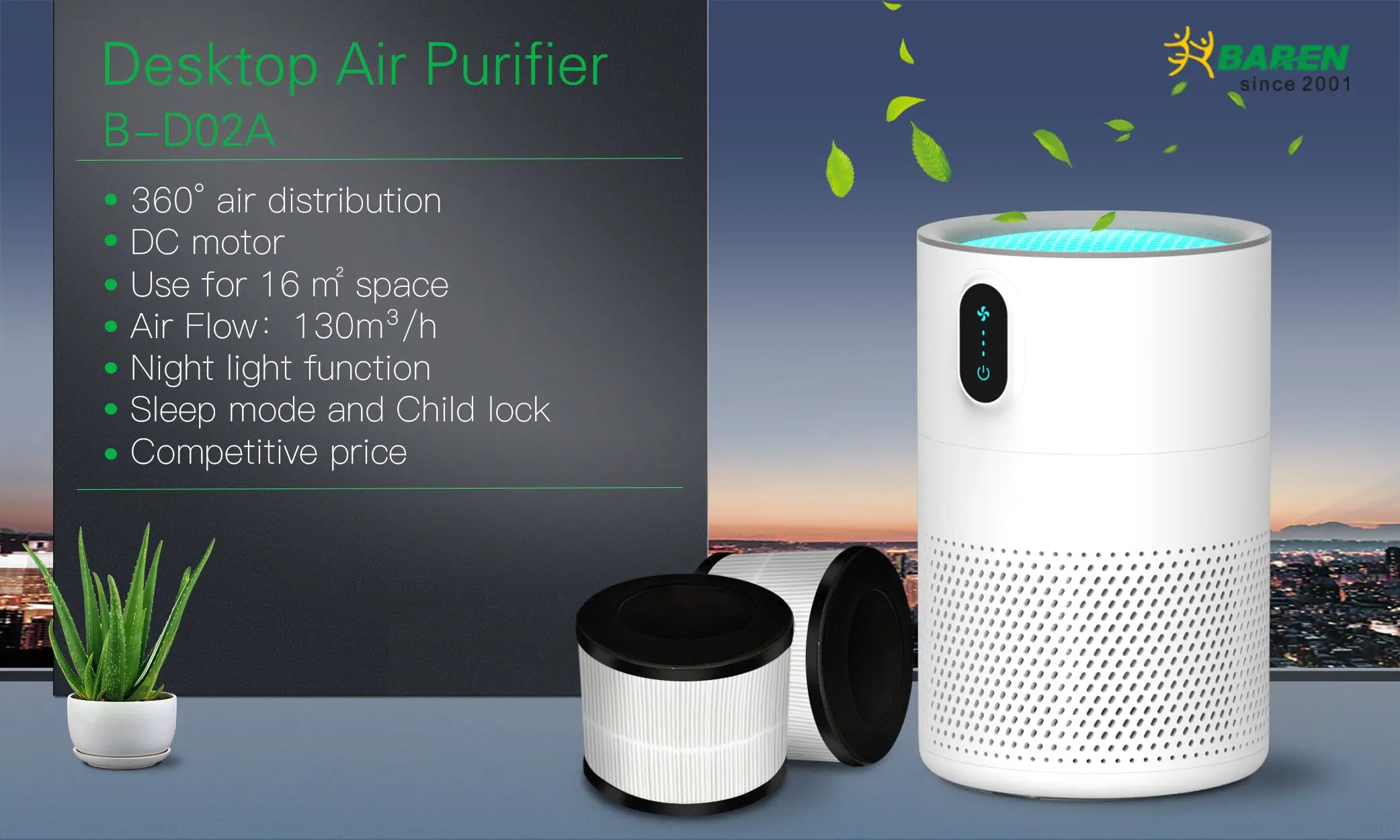 2020 new arrival desktop etl air purifier with hepa filter