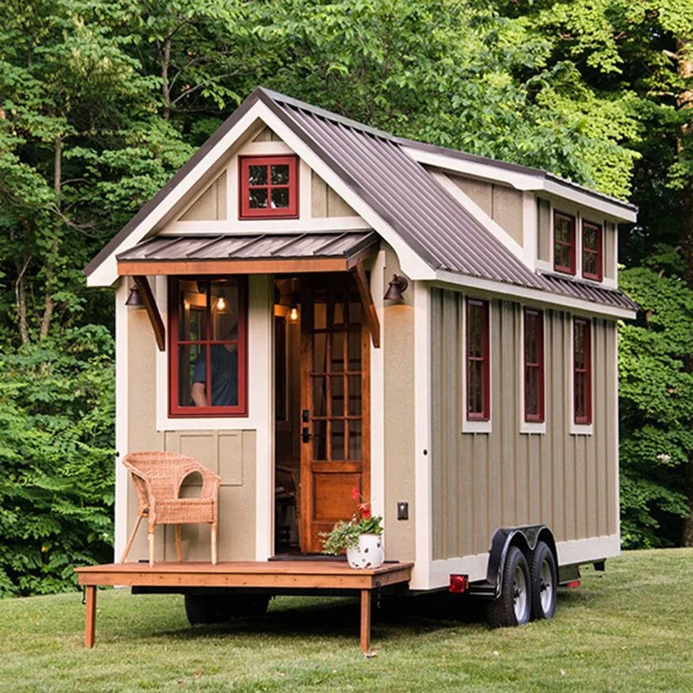 Wooden Prefabricated Green Tiny Home On Wheels Container Houses