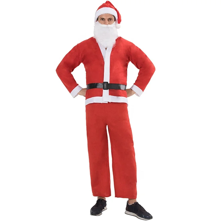 זול מסיבת חג מולד תחפושת למבוגרים איש סנטה קלאוס קוספליי קמע תלבושות סט לגברים