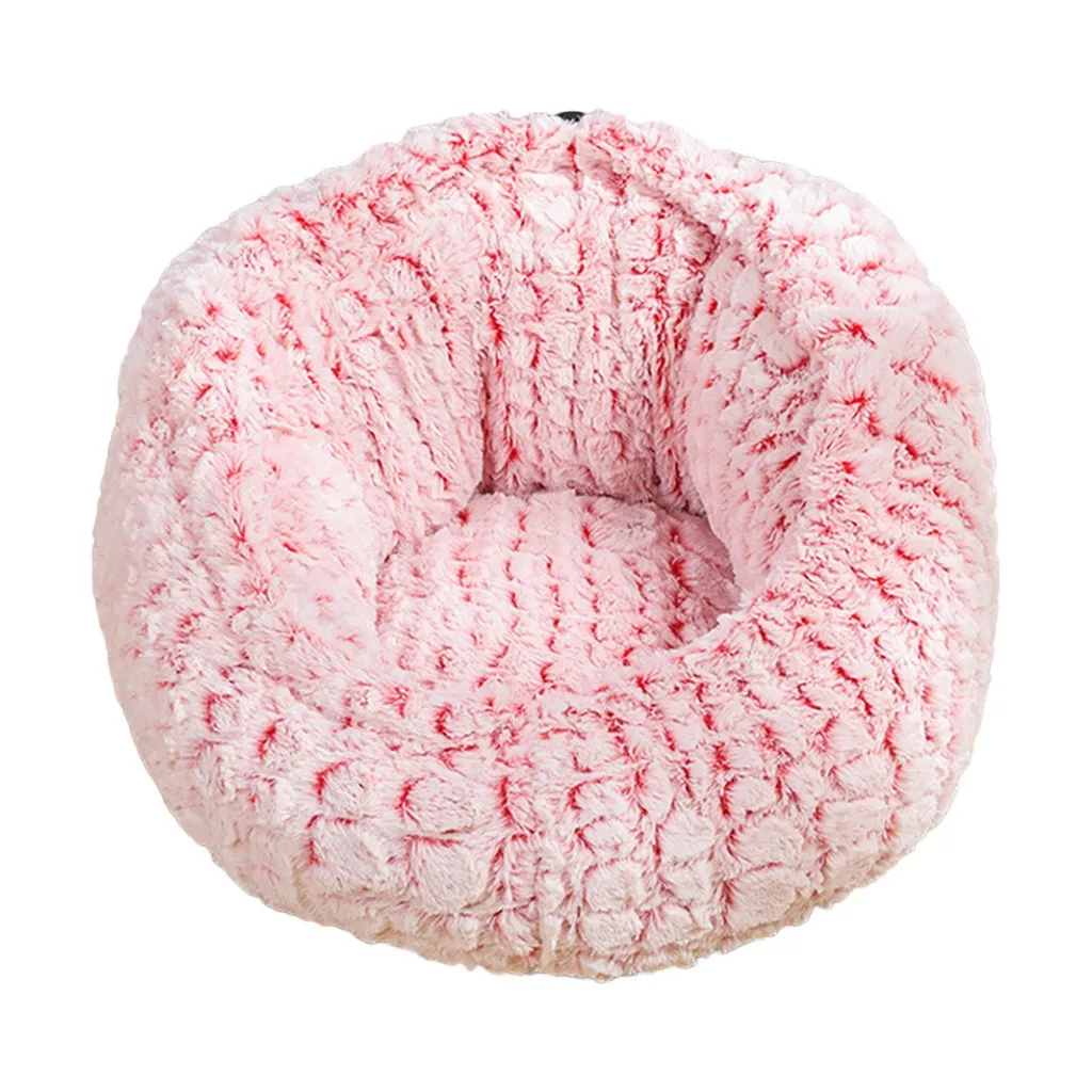 Dog Round Cat Winter Warm Sleeping Bag Long Plush Soft Pet Bed Calming Bed House Comfortable Cat Litter Sleeping Bed