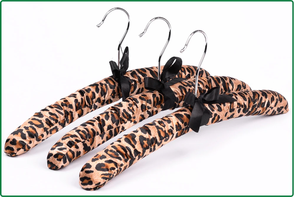 Leopard printing soft satin wedding gress hanger for display