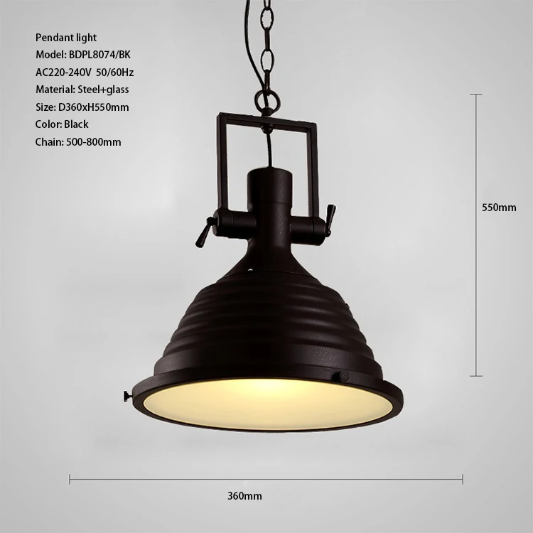 Retro industrial chandelier iron glass shade loft restaurant bar Pendant Lamp
