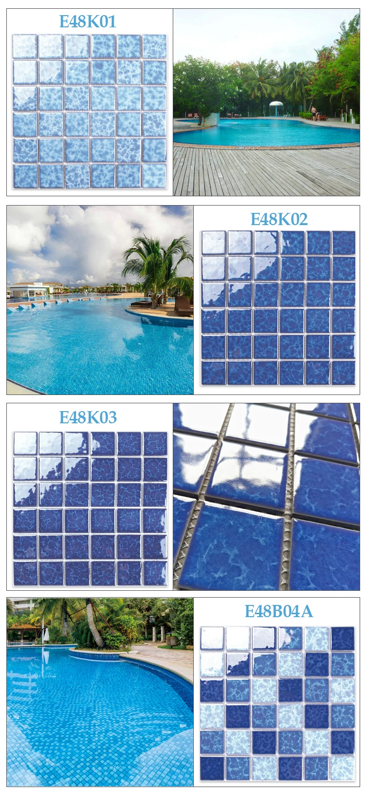 Foshan pool mosaic collection 3d water wave design ceramic mosaic tiles for pool