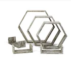 Wall shelves set of 6-countryside wood hexagon boxes and U-shape floating wood shelves