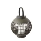 Solar outdoor powered rattan Lantern Ball Shaped (Small Size) with rattan candle holder candle holder in nature color
