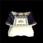 2020 new bone china Ceramic Porcelain blue glaze square Salad Bowls