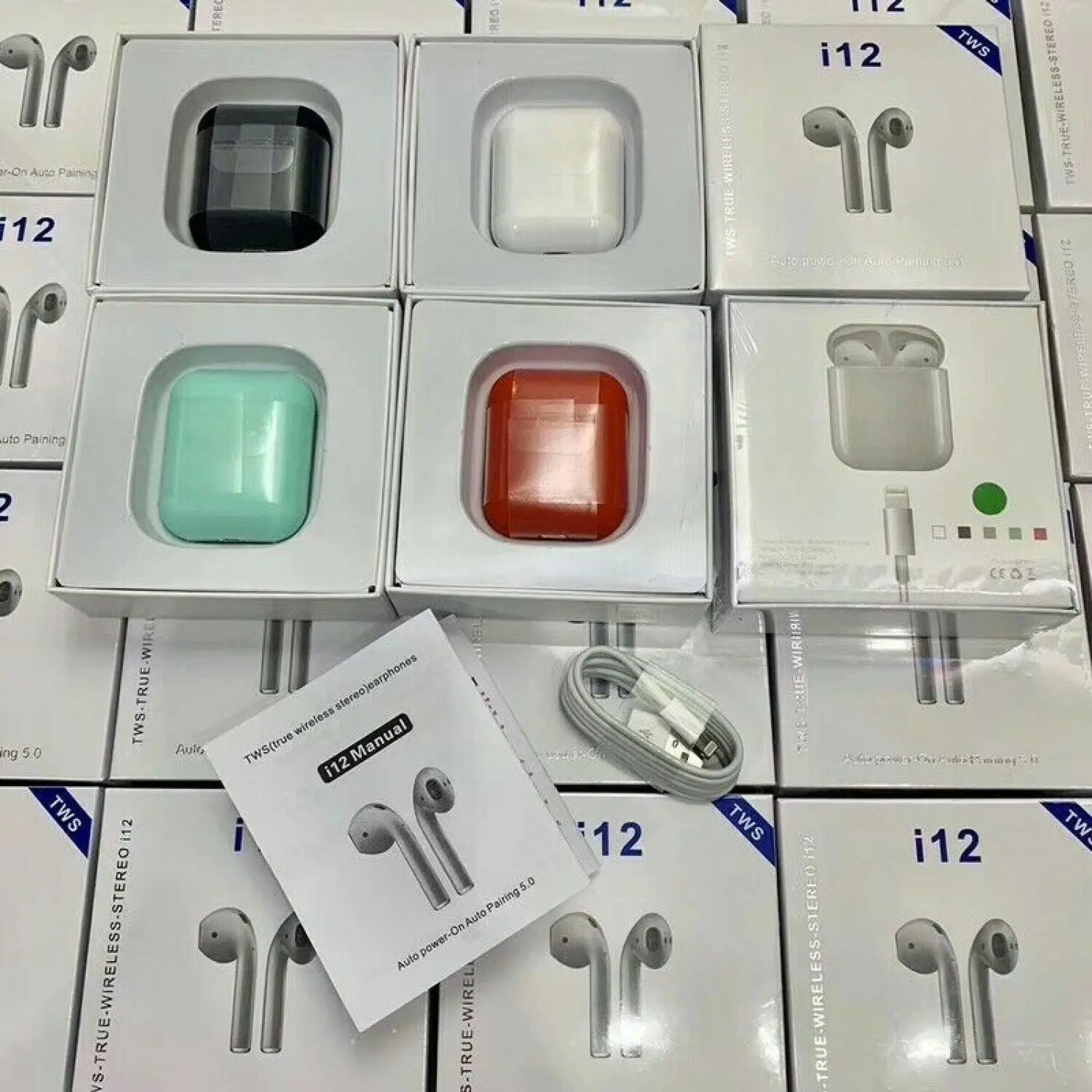 Both Sides V5.0 EDR Ture Wireless Stereo 5.0 Blue-tooth Earphone i12 TWS Earbuds - ANKUX.COM