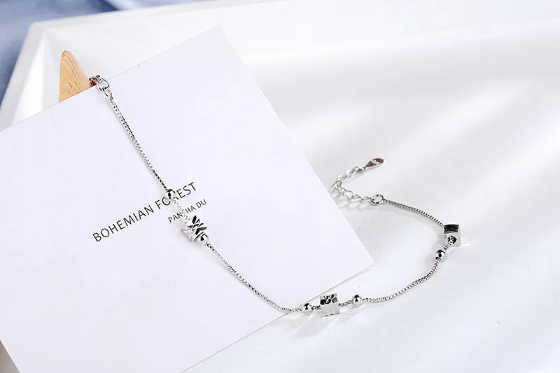 silver geometric bracelets ankle bracelet foot jewelry chain link copper stone silver 925 bracelet