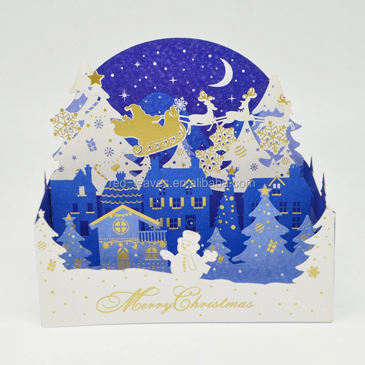 hot selling laser cut christmas greeting 3d pop up cards