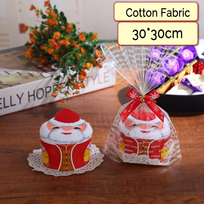 hot sale 30*30cm cotton christmas gift towels with custom