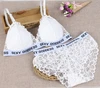 New fashion thin cup bra wireless sexy lace breathable lady panty and bra