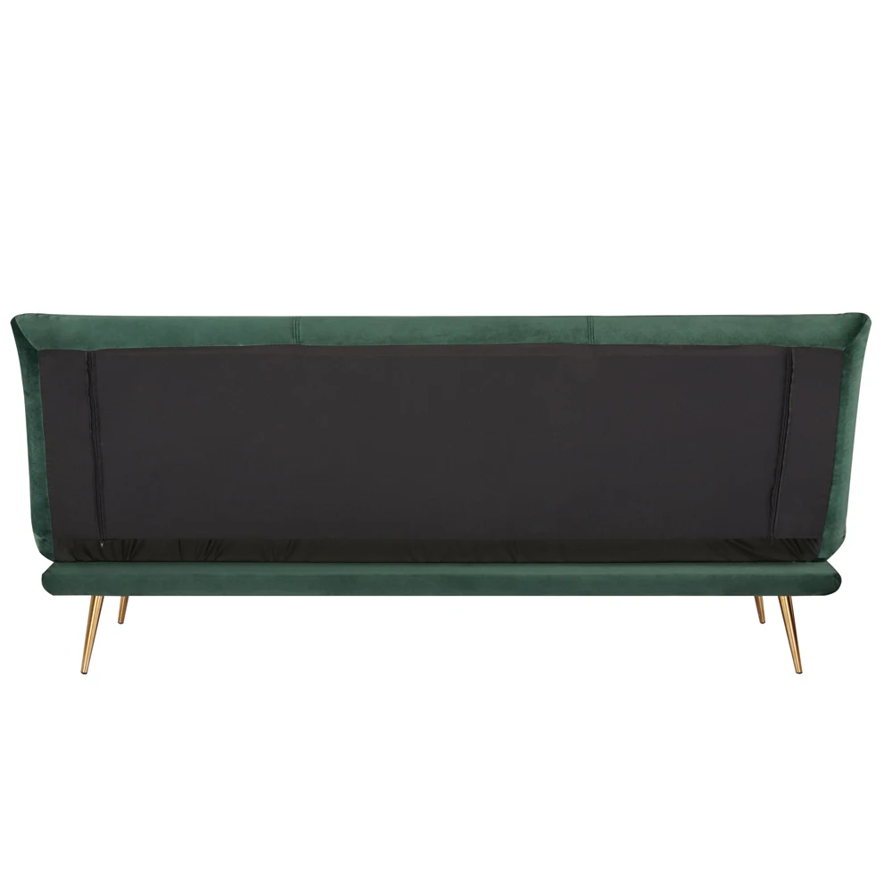 Modern 3-Seater Green Velvet Folding Sofa Bed for Living Room Bedroom Hotel or Apartment with Metal Frame Fabric Futon factory