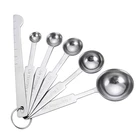 Best quality Reusable 6 pcs Measuring spoons tea spoon coffee spoon sets stainless steel measuring scoop cup tools