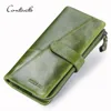 dropship contact's wholesale fashion coin purse card holder phone pocket genuine leather long women wallet with zipper pocket