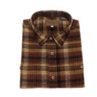 100% cotton square collar chest pocket men long sleeve plaid shirt