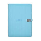 Multifunctional A5 10000 mAh leather cover wireless charger planner diary powerbank notebook with pocket