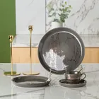 Popular dinnerware luxury marble custom breakfast ceramic dinner set