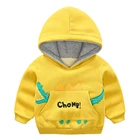 Mudkingdom Cheap Fleece Hoodies For Kids Cute Dinosaur Boys Yellow Hooded Sweatshirt
